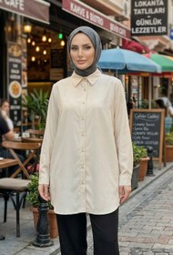 Resim adamila Kadın Dubai Kumaş Tesettür Tunik Düğmeli Klasik Kesim Rahat Kalıp Günlük Ofis Basic Kadın Tunik 