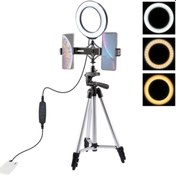 Resim PULUZ Tripod 16cm Çift Telefon tutucu 6.2CM Led Işık Stand Youtuber,Canlı Yayın Selfie TikTok Makeup Aynı Gün,Hızlı Kargo !!