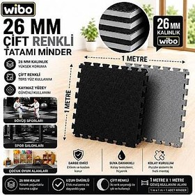 Resim Wibo 26 mm EVA Tatami Minder 1x1 Metre Çift Taraflı Puzzle Yer Karosu Kaymaz Spor ve Oyun Matı 
