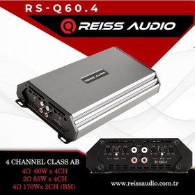 Resim Rs-q60.4ab Class 4 Kanal Oto Amfi 4ohm 4x60w Rmn-2ohm 4x80w Rms 