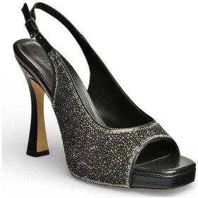 Resim Fox Shoes Y569925214 Siyah Sim Minik Taş Detaylı Kalın Topuklu Abiye Ayakkabı Siyah 