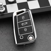 Resim For Volkswagen Polo, Jetta, Passat, Golf 7, Tiguan, Atlas, Seat, Tiguan için TPU Anahtarlık Kılıfı - Şık Gümüş Kenar Tasarımı, Erkekler ve Kadınlar için Dayanıklı Koruyucu Kılıf, TPU Malzeme, for Volkswagen Aksesuarları için 