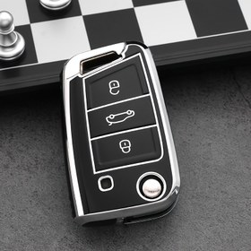 Resim For Volkswagen Polo, Jetta, Passat, Golf 7, Tiguan, Atlas, Seat, Tiguan için TPU Anahtarlık Kılıfı - Şık Gümüş Kenar Tasarımı, Erkekler ve Kadınlar için Dayanıklı Koruyucu Kılıf, TPU Malzeme, for Volkswagen Aksesuarları için 
