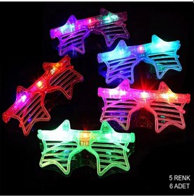 Resim Cosmotex Işıklı Yıldız Şekilli Led Parti Gözlüğü 5 Renk 6 Lı Set 