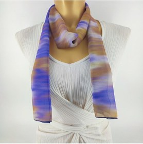 Resim Paredora Geçiş Desenli Mor Kahve Uzun Fular Çok Renkli 