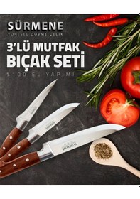 Resim Lazoğlu Sürmene Keskin Kurban Kasap ve Mutfak Bıçak Seti 3'lü Set 