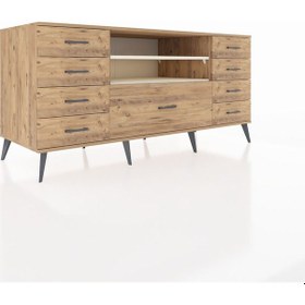 Resim Kronos Konsol 2 Raflı 9 Çekmeceli 176x59x83 Çam-aytaşı/çam Aytaşı/çam 