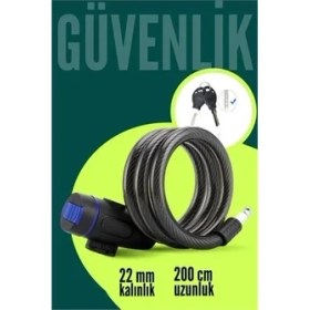 Resim Svoria Store 22MM Çelik Halatlı Bisiklet Kilidi - 200CM Anahtarlı Scoooter Motosiklet Kilidi 722487 