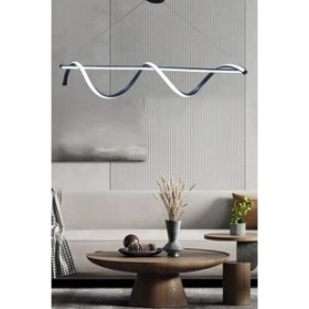 Resim Ledmi Lighting Çubuk Model Siyah Yemek Masa Avizesi, 3 Renk LED Aydınlatmalı, Modern Salon Avizesi,ofis LED Avizesi 