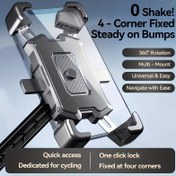 Resim 4 Pençeli Motosiklet Telefon Tutucu - E-Bisiklet/Bisiklet için Otomatik Kilitli Gidon Braketi, 360° Ayarlanabilir, Titreşim Önleyici, Otomatik Kilitleme!0 Sarsıntısız, 4 Köşe Sabit 