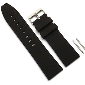 Resim Plastik Silikon Saat Kordonu Kayışı Siyah Düz 24 Mm Ø 4,0 Mm. 