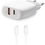 Resim Velliw 20w Pd Çift Giriş Lightning To Type C Hızlı Şarj Cihazı Iphone X 11 12 13 Uyumlu Şarz Aleti Beyaz 