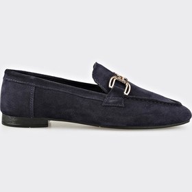 Resim Elle Shoes Lacivert Deri Kadın Loafer 