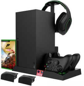 Resim beboncool PG XBOX SERİES X 1400mAh Pil x2 Kulaklık Askısı Joystick Şarj Soğutucu Fan Stand 