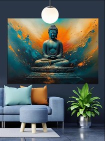 Resim Mavi Buda Figürü Meditasyon Dekoratif Kanvas - Mdf Ahşap Tablo 