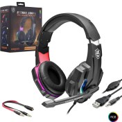 Resim Hadron R/G/K-9000 Kablolu Oyuncu Kulak Üstü Kulaklık 3.5mm Jack USB Mikrofonlu Ledli 