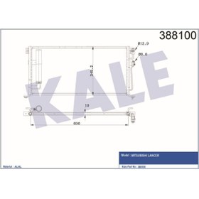 Resim KALE Klima Kondenseri Mıtsubıshı Lancer Al/al 696×338×16klr-388100 Mn151100 Mn151100 