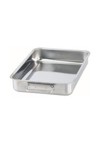 Resim Metal Kare Fırın Kabı MeridyenDukkan 24x34 Cm Paslanmaz Çelik Kul Gümüş 