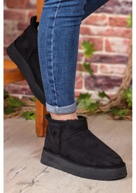 Resim Pierre Cardin Kadın Kısa İçi Peluş Süet Siyah Yüksek Taban Günlük Bot 52709 Siyah 