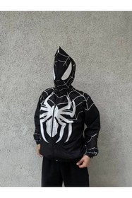 Resim fourblack Unisex Uzun Kollu Kapşonlu Rüzgarlik - Siyah 