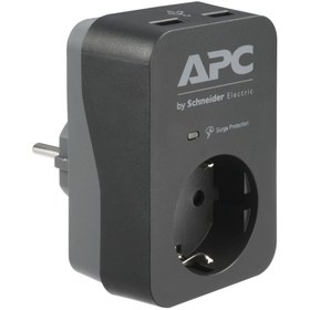 Resim Schneider Apc By Tekli Akım Korumalı Priz 2 Usb Hızlı Şarj Çıkışlı Siyah Pm1wu2b-gr 