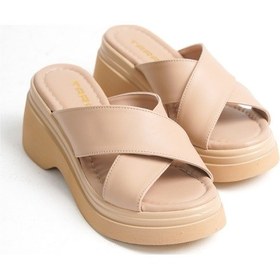 Resim Kadın Lotus Çapraz Detaylı Cofort Kalın Topuklu Terlik 001 