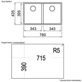 Resim Teka Square 2B 760 Tg Brıght Cream Granit Eviye. Tezgahaltı 