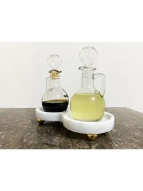 Resim Doğal Beyaz Mermer Yuvarlak Yağdanlık Standı Şık ve Zarif Tasarım 