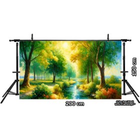 Resim Venspor Güneş Işıltılı Orman Manzaralı Arkaplan, 200x150cm Fon Duvar Örtüsü 