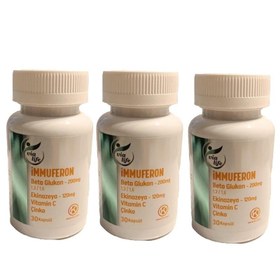 Resim İmmuferon Beta Glucan 200 mg, Ekinezya 120 mg, Vitamin C, Çinko 30 Kapsül - 3'lü 