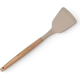 Resim AyrStore Bambu Saplı Silikon Geniş Spatula, Bambu Uzun Silikon Geniş Spatula 27CM 3 Renk Seçenekli 