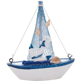 Resim Dolıty Retro Ahşap Akdeniz Tarzı Mini Yelkenli Tekne Modeli 6. 