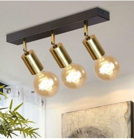 Resim Mylights Avize Retro Üçlü Plofonyer Avize Sıralı Üçlü E27 Duylu Siyah 