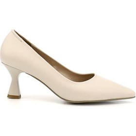 Resim Gönderi R Krem Sivri Burun Kadeh Ökçe Stiletto Krem 