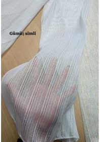 Resim As Perde Simli Çizgili Tül Perde 