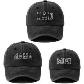 Resim 3-Pack Aile Seti Nakışlı Slogan Beyzbol Şapkaları, Polyester, Esnek Uygunluk, Snap Kapatma, Hafif, Nefes Alabilir, Tüm Mevsimler, Günlük ve Rahat Giyim, Ramazan Teması, Bayrak Deseni, Gençler İçin - Baba, Anne, Mini 