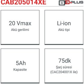 Resim Crown Akü 20v 5.0 Ah Cab205014xe | Yedek Batarya 20 Volt 5.0 Ah Li-ion Yedek Akü 