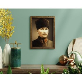 Resim Bk Home Atatürk Tasarımlı Doğal Masif Ahşap Çerçeveli Tablo-25 (551056221) 