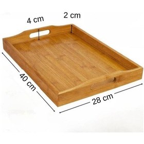 Resim Bambu Tepsi Kulplu Çay Kahve Servis Tepsisi Bambu 