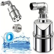 Resim Honeybeeshop 304 Paslanmaz Çelik Otomatik Şamandıra Vanası 1/2 Vana Dirsek 3/4 Adaptör Elektriksiz Otomatik Kapanma Su Tankları Havuzlar İçin 