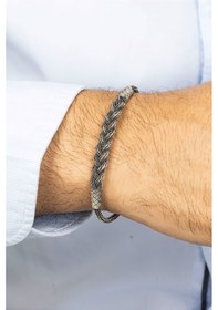 Resim El İşi Örgü Model Gümüş Erkek Bileklik 