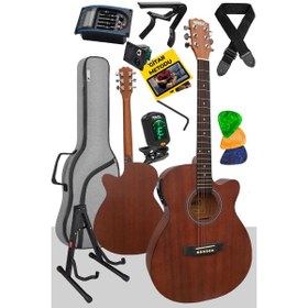 Resim Midex PHX-188ST Ekolayzerli Elektro Akustik Gitar 4/4 Gerçek Ağaç (Stand Gigbag Askı Capo Tuner) 