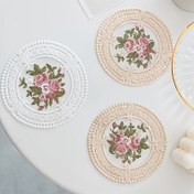 Resim 1 adet Çiçek İşlemeli Polyester Kıyafet, 11.5cm Yuvarlak Örgü Kumaşı Kıyafet, Yalnızca El Yıkama, DIY El Sanatları ve Giysi Aksesuarı, Beyaz ve Kayısı Rengi El Sanatları Kıyafet 