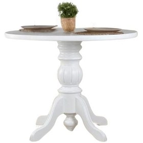 Resim Ravello Baba Ayak Sabit Masa 100X100 - Beyaz Ayak - Natural Üst 
