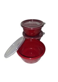 Resim Tick Tock Hava Sızdırmaz Saklama Kabı Kırmızı 3'lü Set 3 x 250 ML Kırmızı 