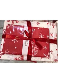 Resim Yılbaşı Konsepti Kırmızı Çift Kişilik Nevresim Takımı Bordo 