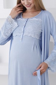 Resim Lohusa Uzun Kollu ve Düğmeli / 2’li Hamile Gecelik ve Sabahlık Takımı - 2283 - Pembe / XL / Terlik ve Taç İstiyorum +300₺ 