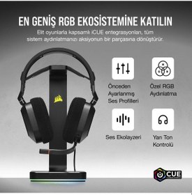 Resim Corsair HS80 CA-9011237-EU RGB Oyuncu Kulaklığı 