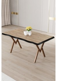 Resim Canisa Akort Serisi Mdf Sabit 80x130 Traverten Mutfak Masa Takımı 4 Antrasit Sandalye Traverten Masa Antrasit Sandalye 