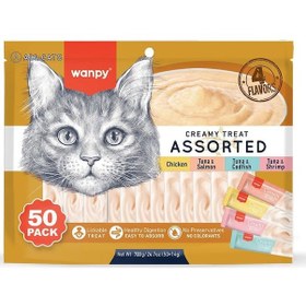 Resim Wanpy Karışık 4 Lezzetli Krema Kedi Ödülü 50x14gr 